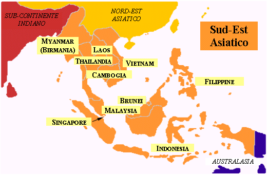 Mappa Sud Est Asiatico
