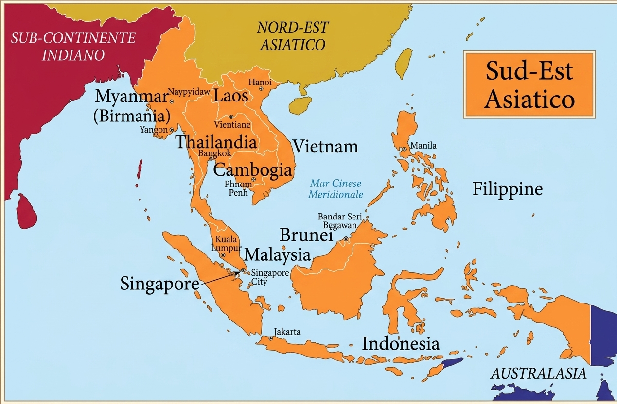 Mappa Sud Est Asiatico