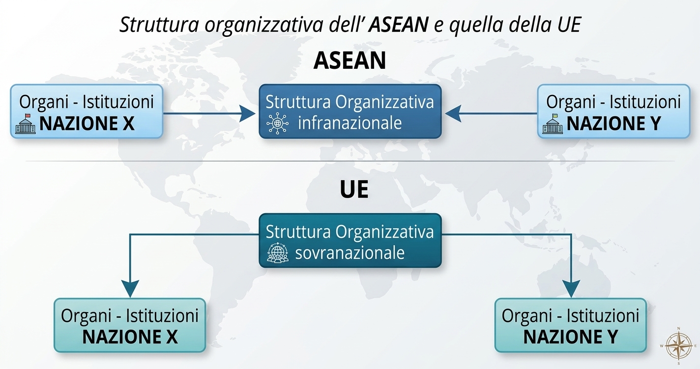 Comparazione fra la struttura organizzativa dell'Asean e dell'Unione Europea